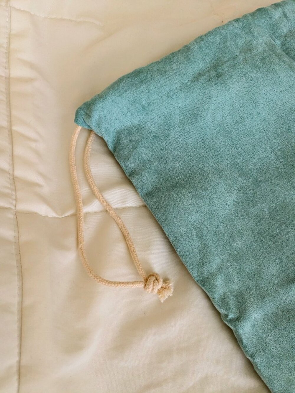 Spartina 449 Drawstring Handbag Velveteen Dust Bag Sea Green Blue Large 21 x 19 - Picture 4 of 5